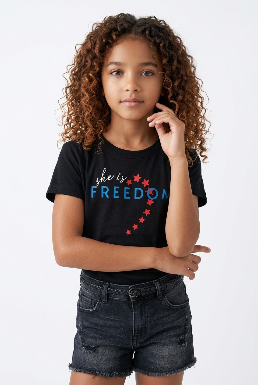 "She is Freedom" Actual Girl T-shirt - for Girls