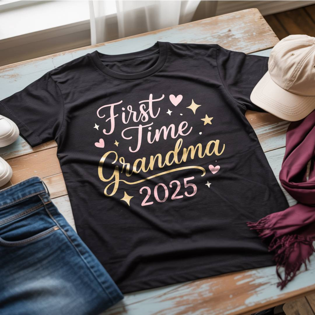 First Time Grandma Date T-Shirt, Gift for New Grandmothers