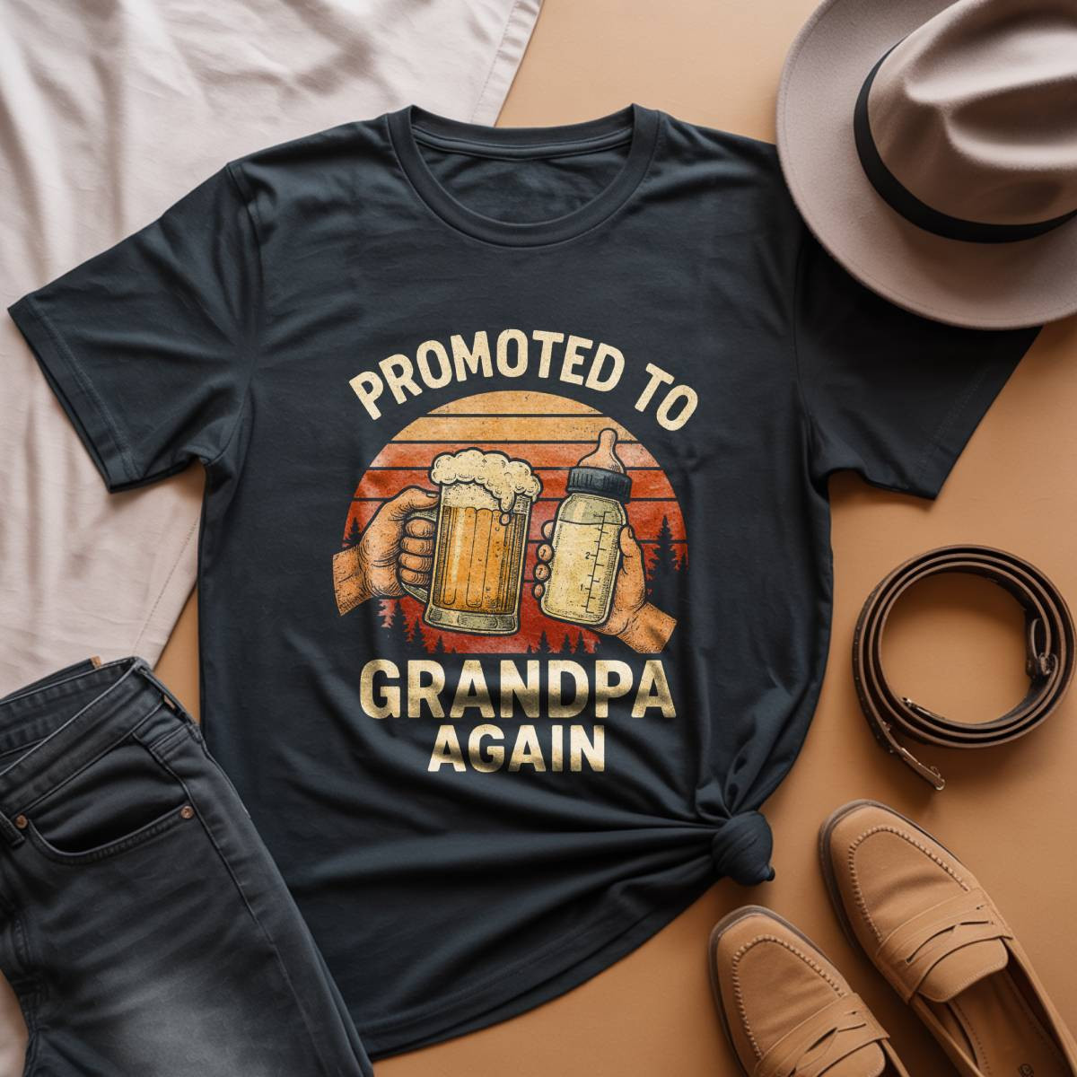 Promoted to Grandpa Again T-Shirt, Funny Gift for  Grandfathers