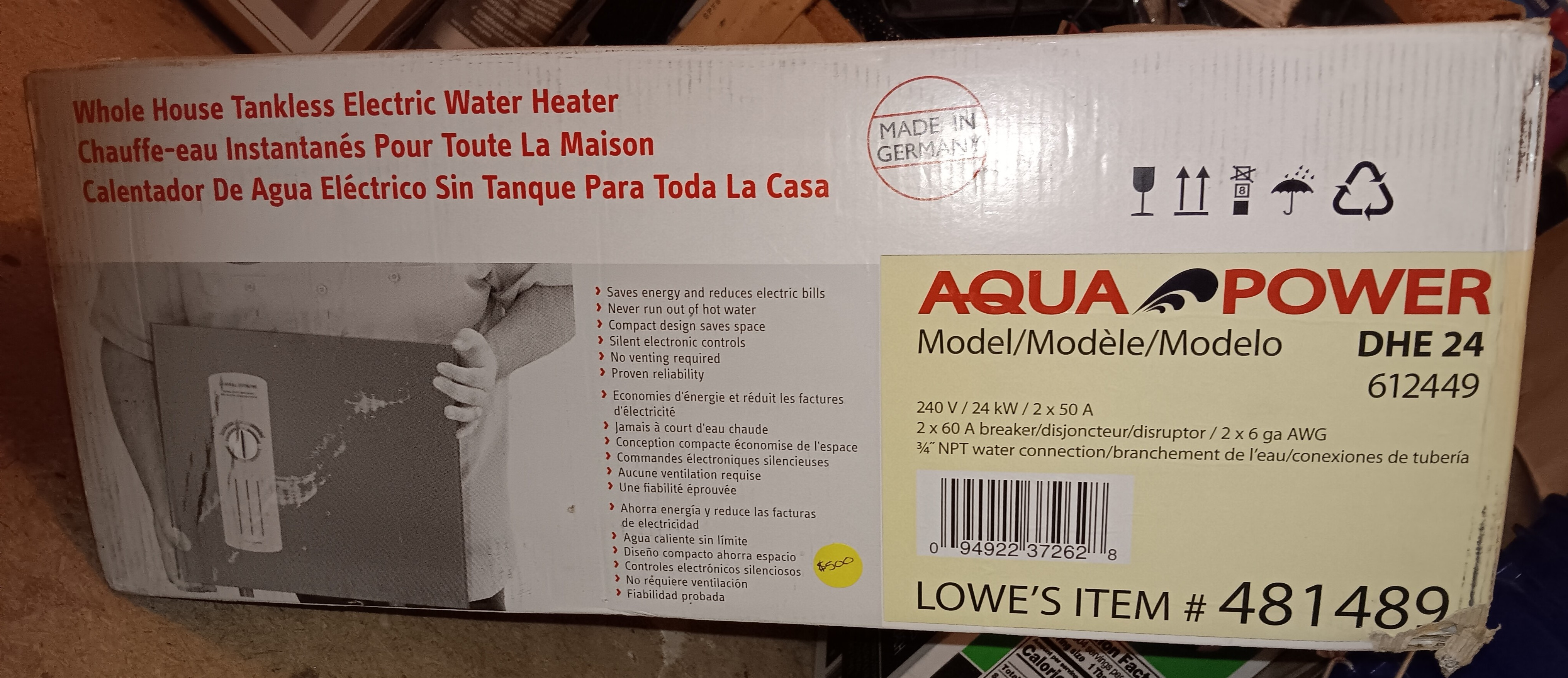 AquaPower Whole House Tankless Electric Water Heater, Model DHE24