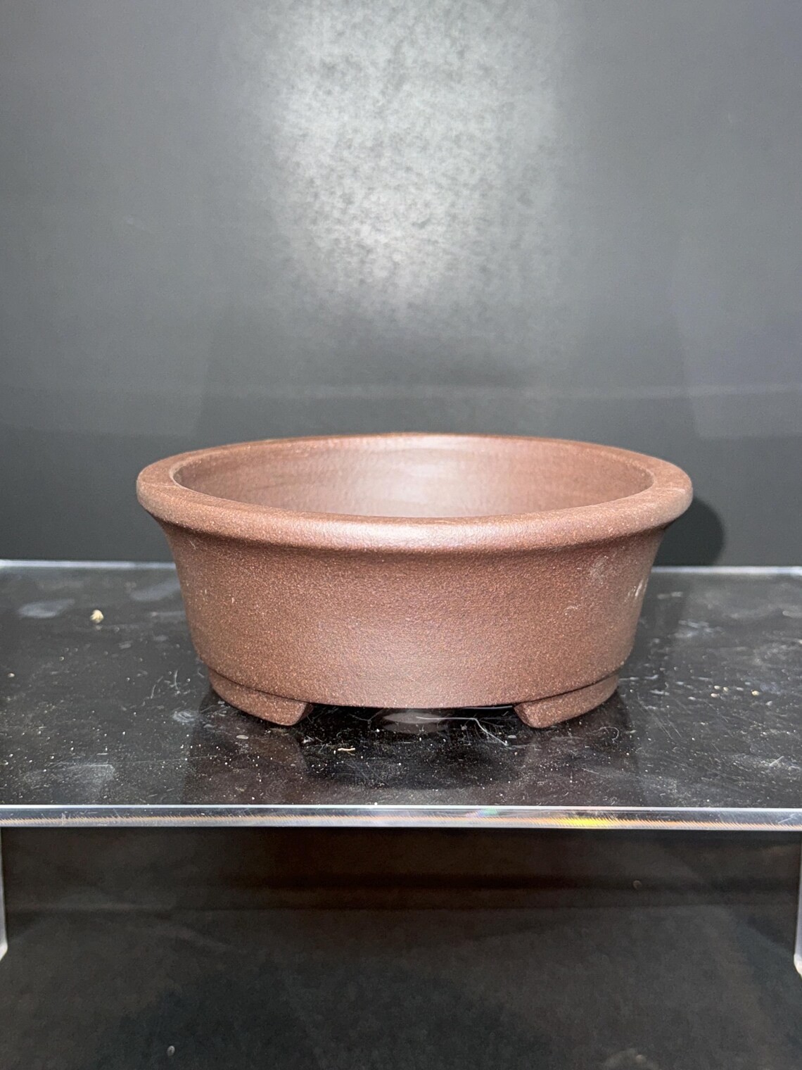 4.5" Unglazed Yixing Bonsai Pot - Heavy Clay - Round Shohin Container