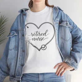 Retired Nurse Heart Stethoscope T-Shirt | Floral Script, Nursing Pride