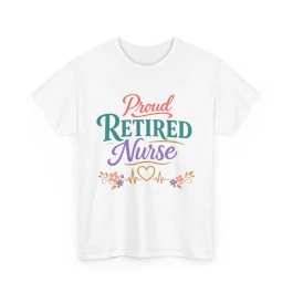Proud Retired Nurse Tee | Retirement Nursing Shirt, Floral Heart EKG Design