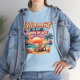 Retirement Is My Happy Place T-Shirt | Beach Sunset, Palm Trees