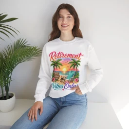 Retirement Vibes Only Sweatshirt | Beach Sunset Palm Trees, Tropical Relaxation