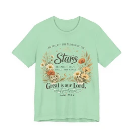 Stars Scripture Floral Psalm T-Shirt | Great Is Our Lord