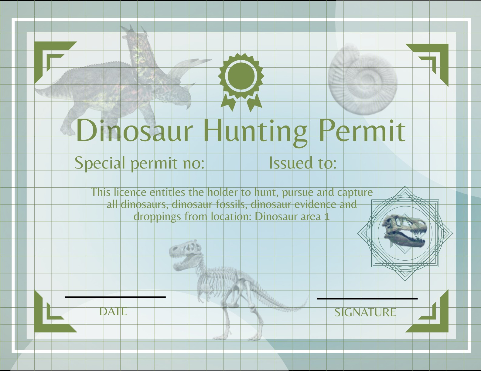 Dinosaur Hunting Permit