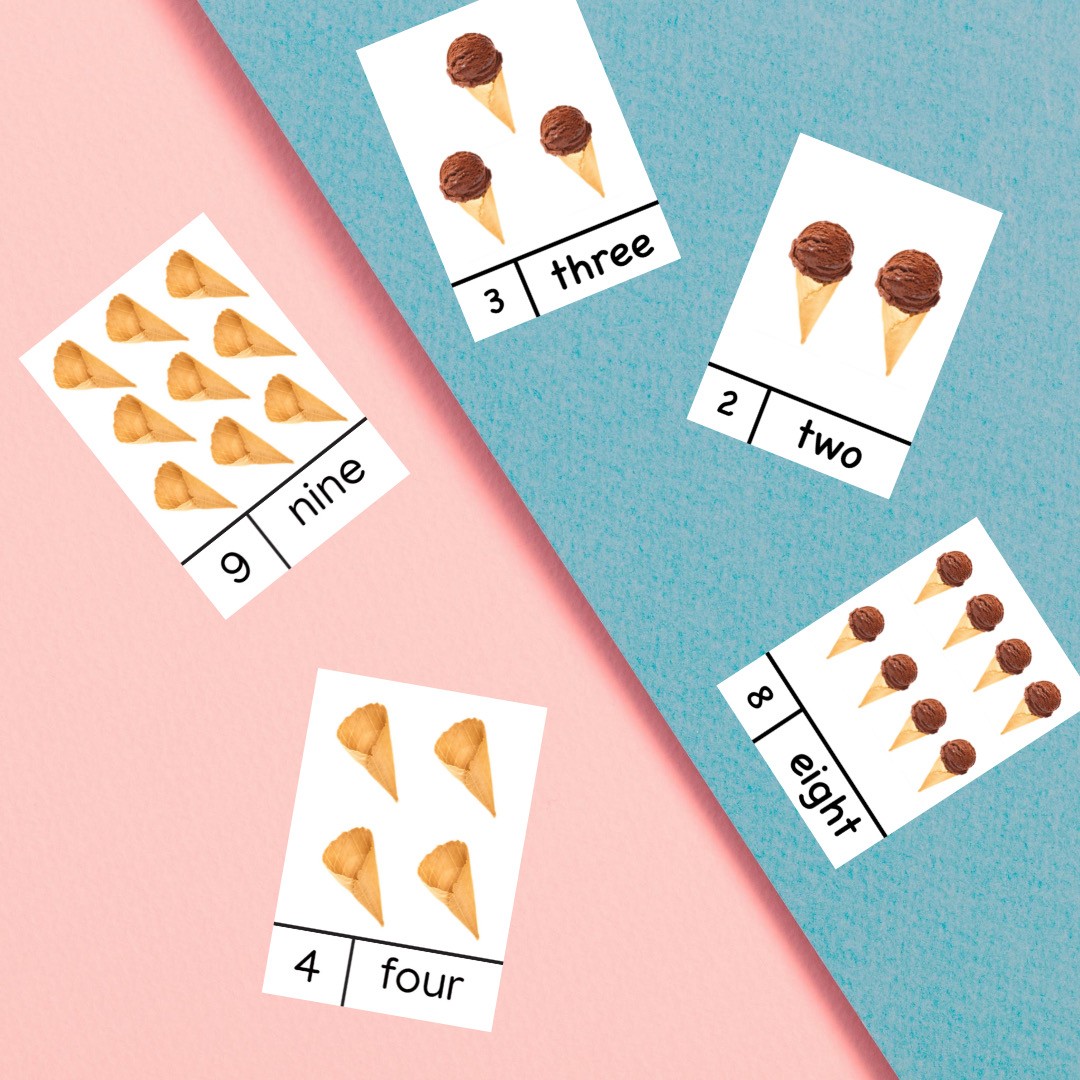 Ice Cream Cones Number Cards to 10