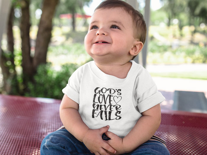 God's Love Never Fails - Baby Jersey Short Sleeve Tee