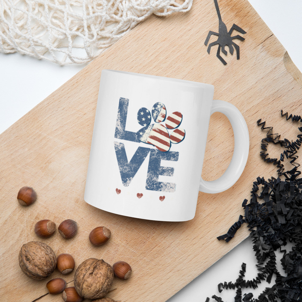 Love Dog White glossy mug