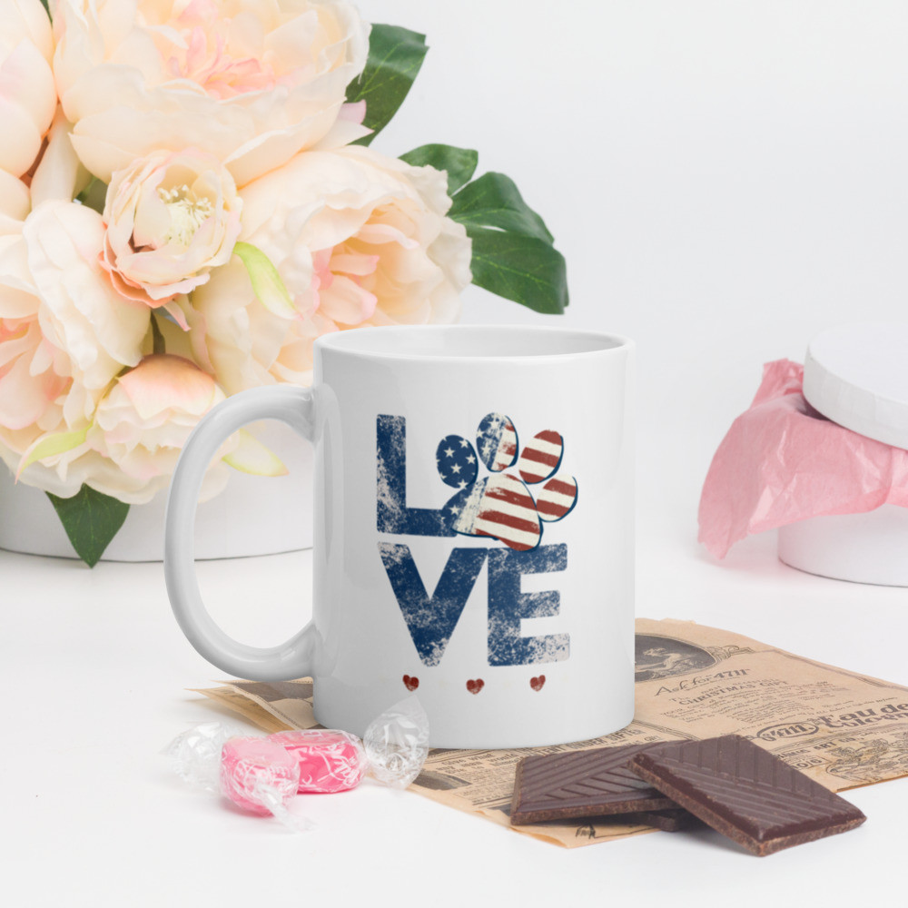 Love Dog White glossy mug