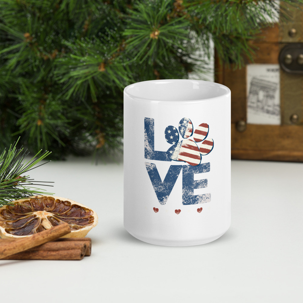 Love Dog White glossy mug