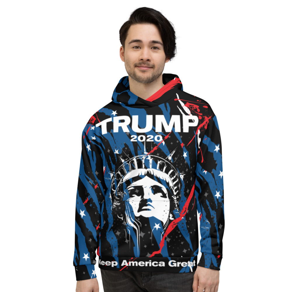TRUMP - Keep America Great - BLACK All-Over Print Unisex Hoodie