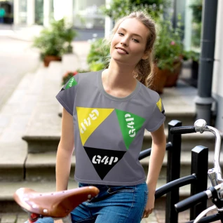 All-Over Print Crop Tee in Gray with G4P Logo Print