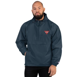 Embroidered Champion Packable Jacket with Brown Logo