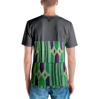 Men's T-shirt in Gray with African Print  and 