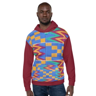 Red Afro  Style Hoodie with African Print