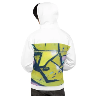 Unisex Hoodie in White with Graffiti Print