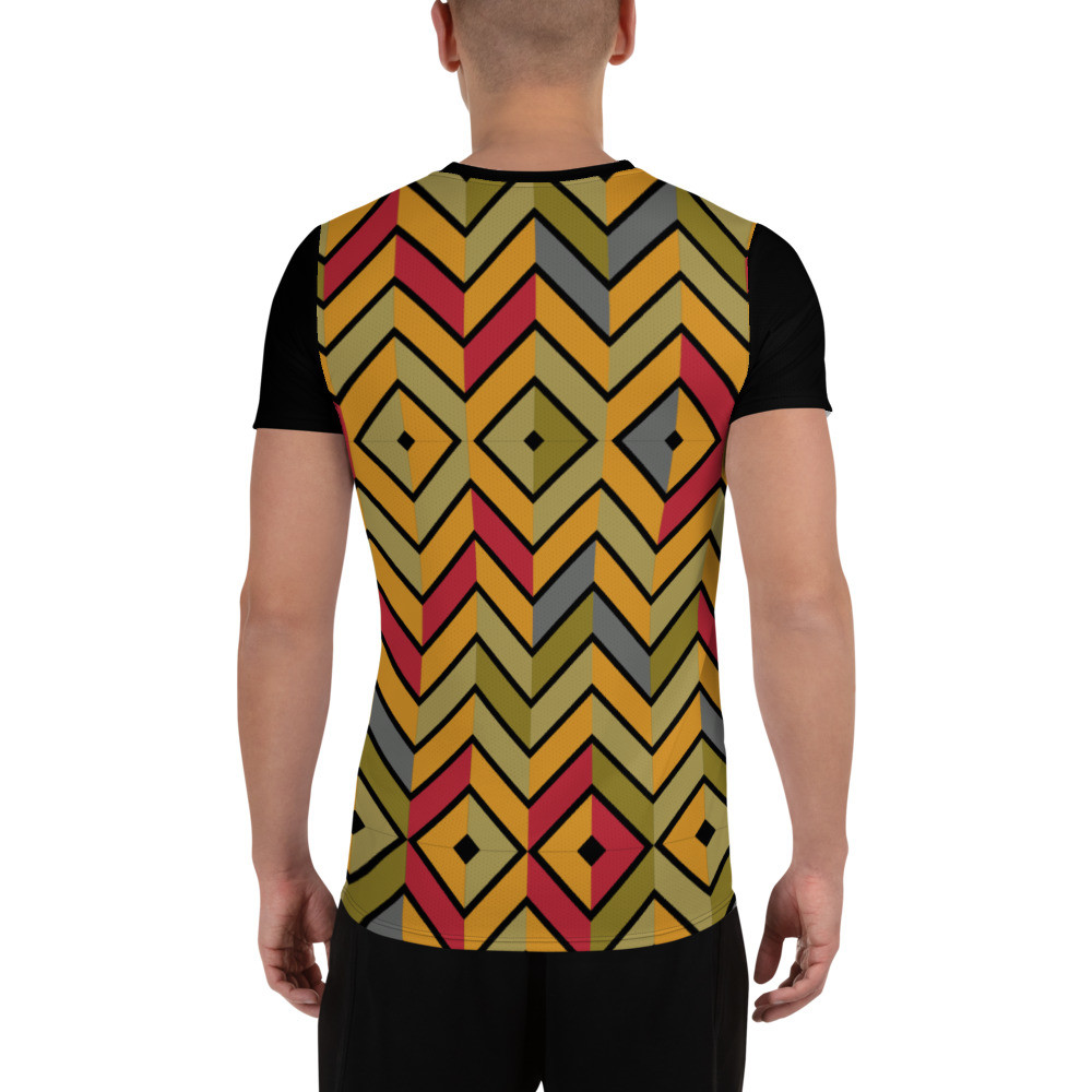 Men's Athletic T-shirt  with Afro Print Design