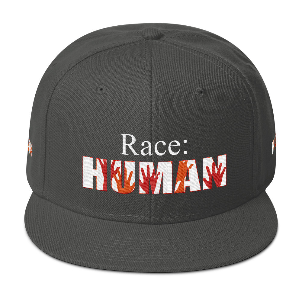 Embroidered Human Race Snapback Hat
