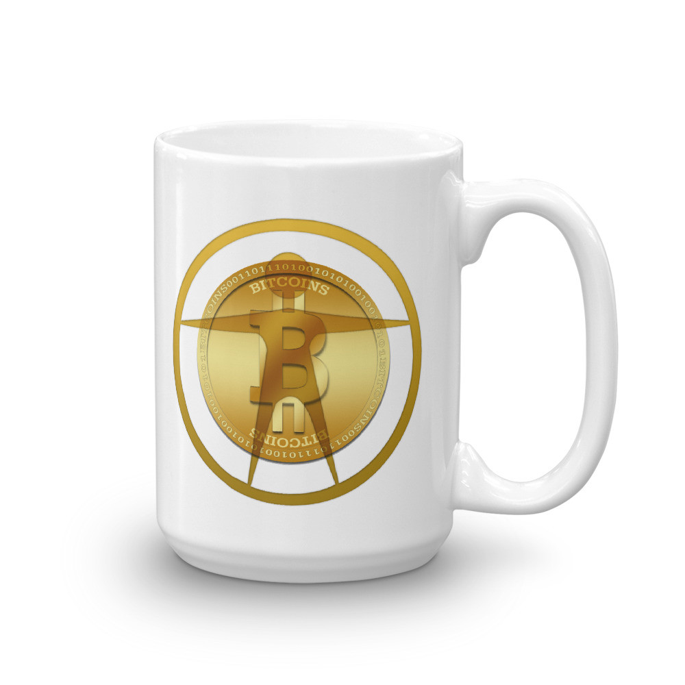 Golden Bitcoin Figurine Mug