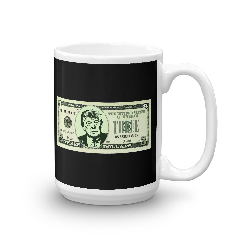 Double 3 Dollar Trump Black Mug