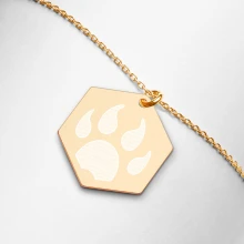 Engraved Silver Hexagon Necklace