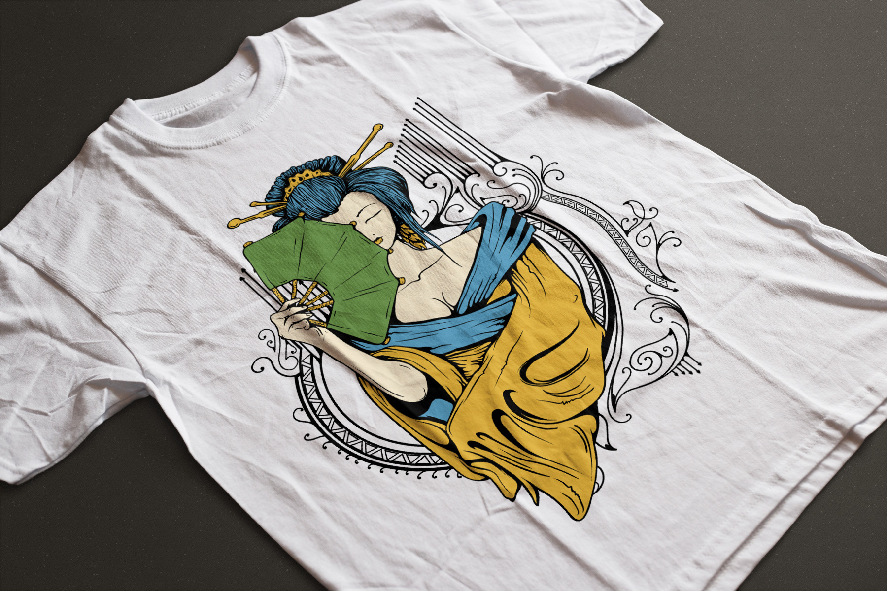 Geisha Girl Fan Graphic Tee 