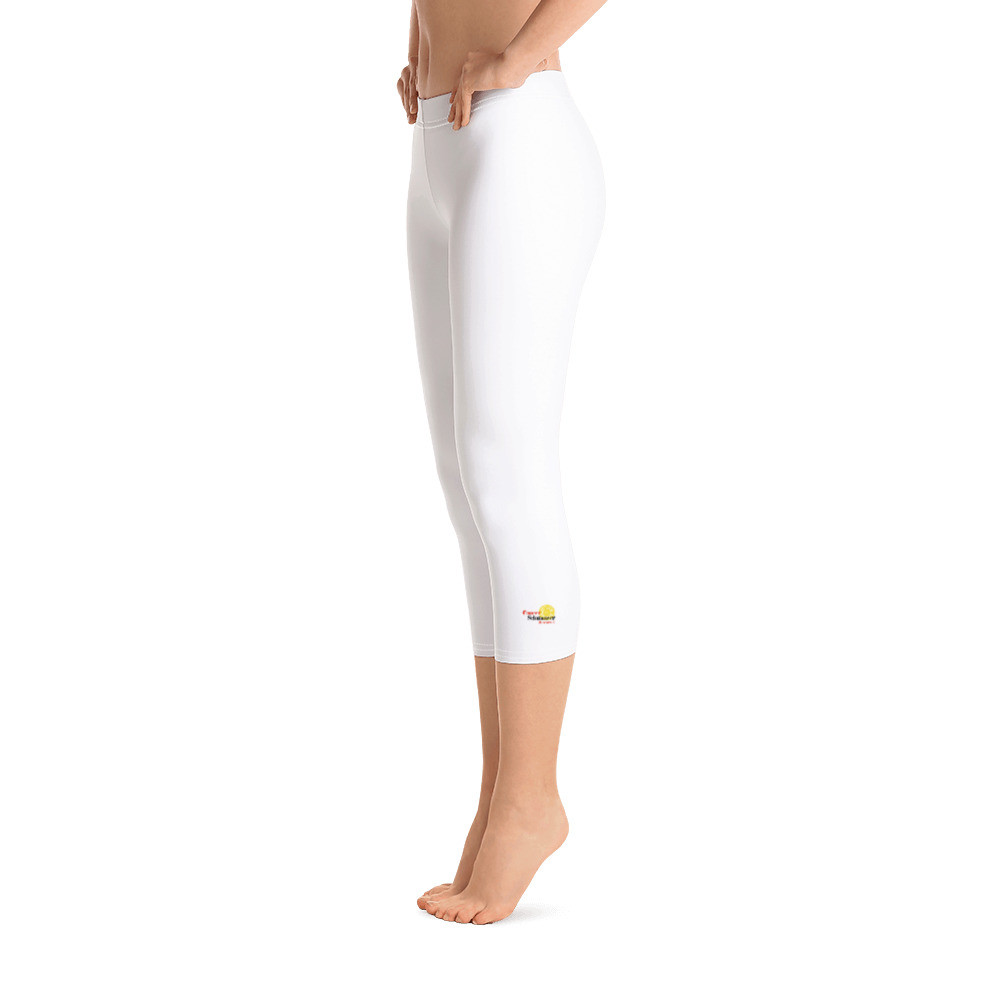 Cancer Schmancer Logo - White Capri Leggings