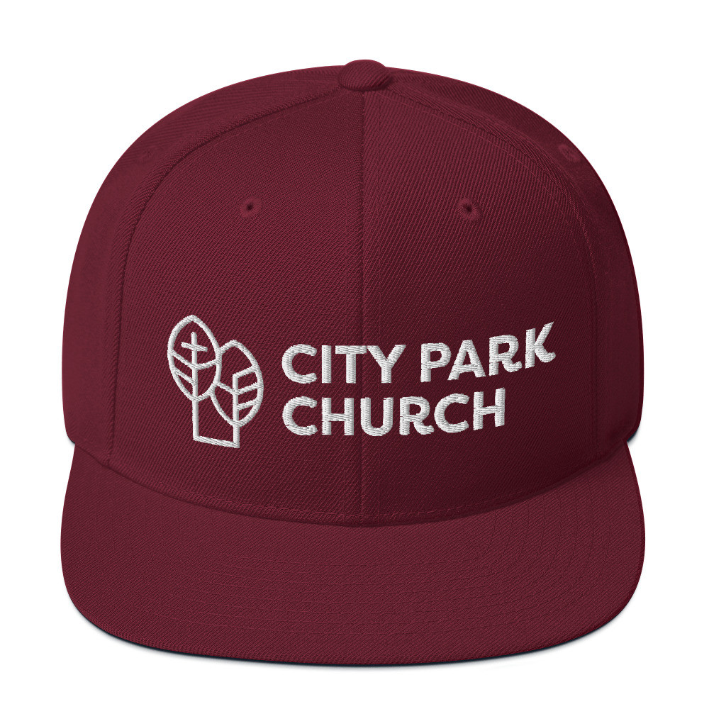 City Park Church Snapback White Text