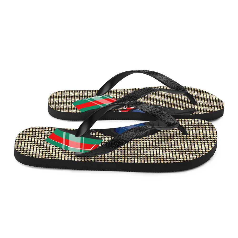 Golden Gas Mask Flip-Flops