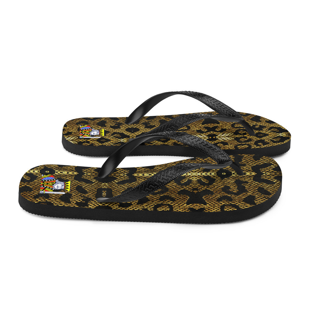 Gold Cheetah Flip-Flops