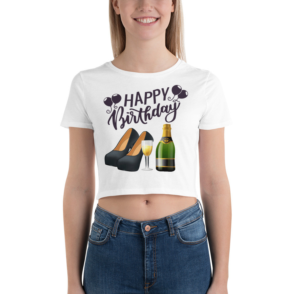 Crop T-shirt Happy Birthday 