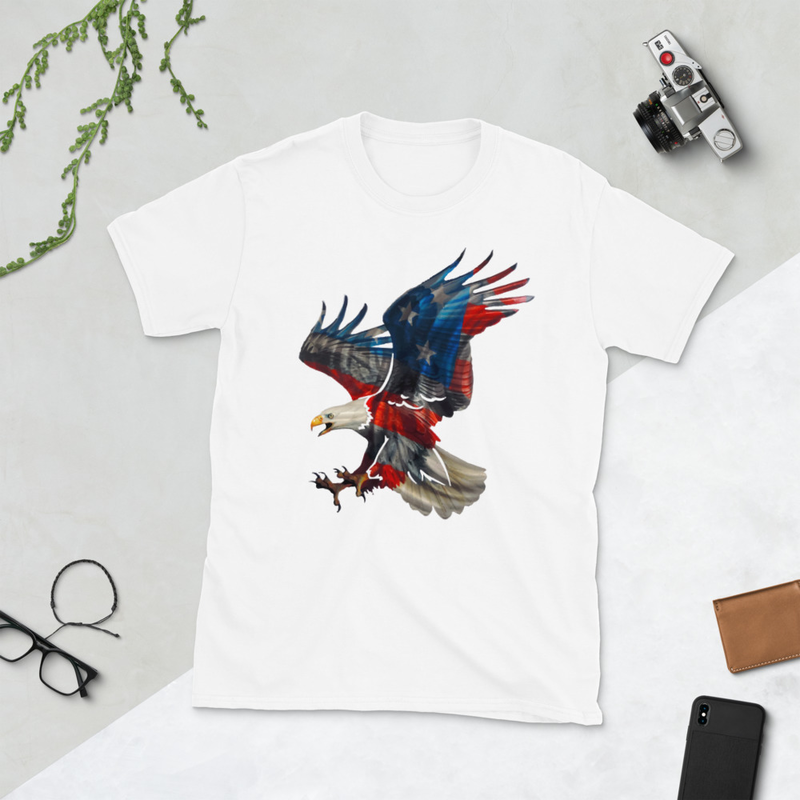 Short-Sleeve Unisex T-Shirt Eagle W/Flag