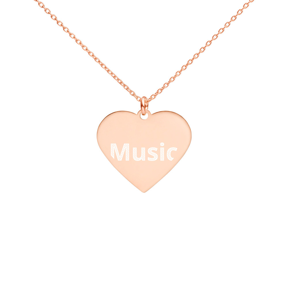 Engraved Silver Heart Necklace