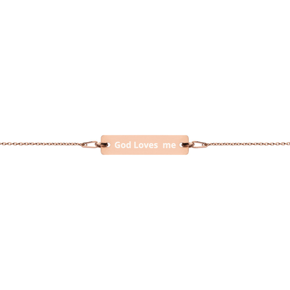 Engraved Silver Bar Chain Bracelet