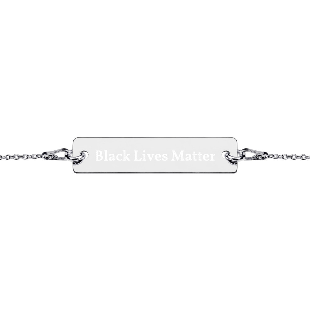 Black Lives Matter Engraved Silver Bar Chain Bracelet