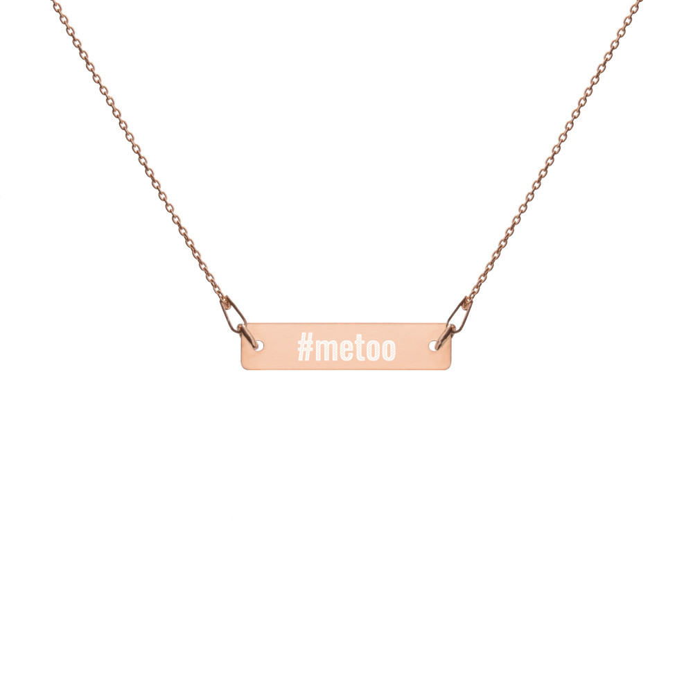 #metoo Engraved Silver Bar Chain Necklace