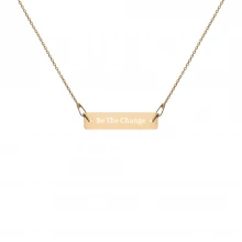Be The Change Engraved Silver Bar Chain Necklace