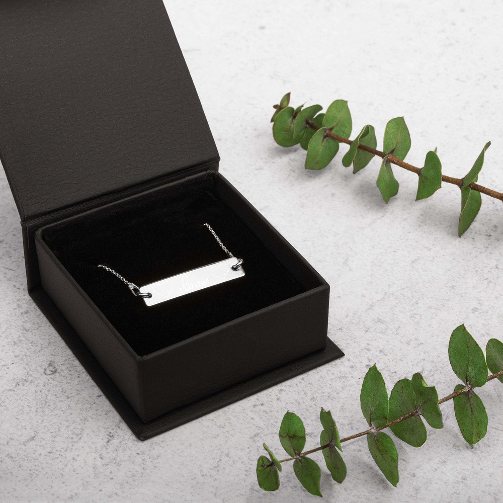 Customized Engraved Silver Bar Chain Necklace