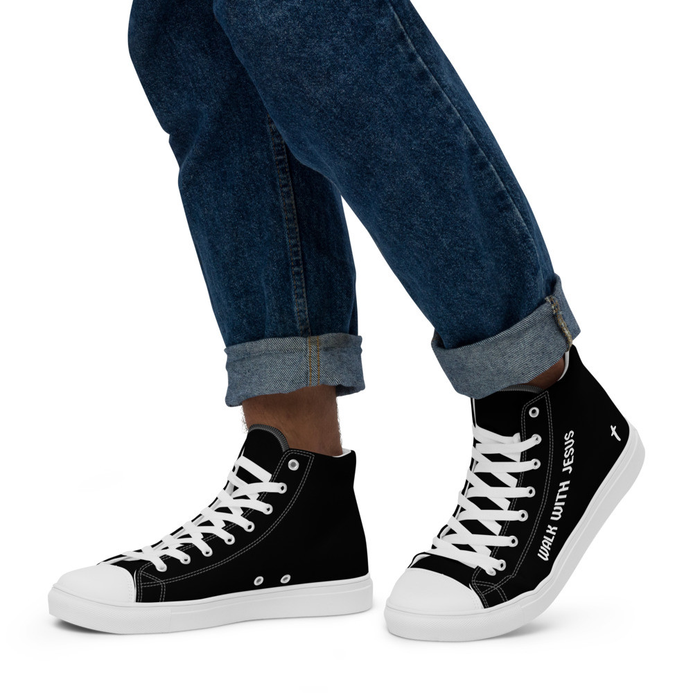 Walk With Jesus Men’s high top canvas shoes
