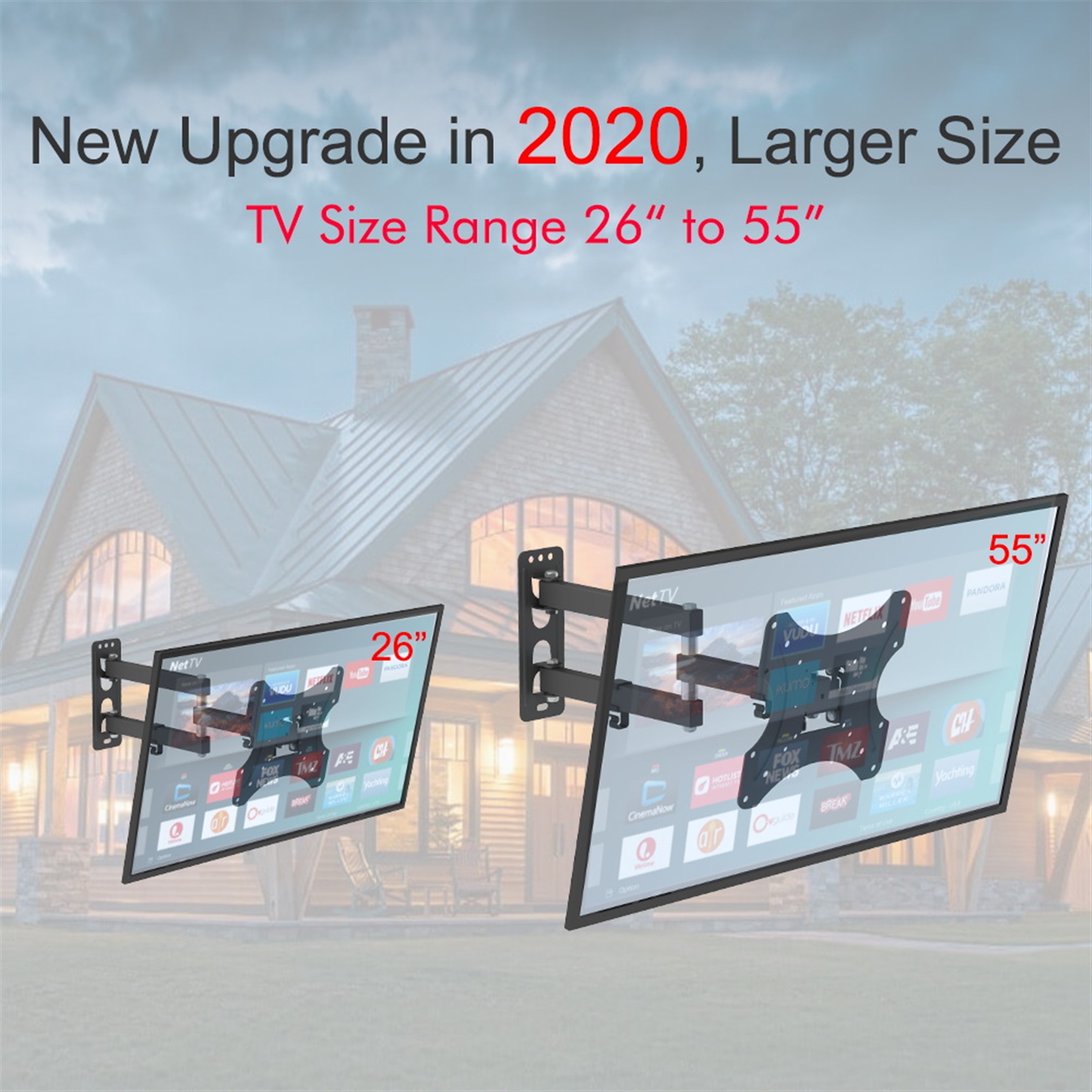 Adjustable Wall Mount Bracket Rotatable TV Stand TMX200 with Spirit Level