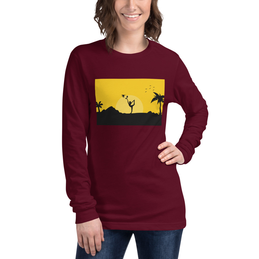 Unisex Long Sleeve T shirt Yoga pose print