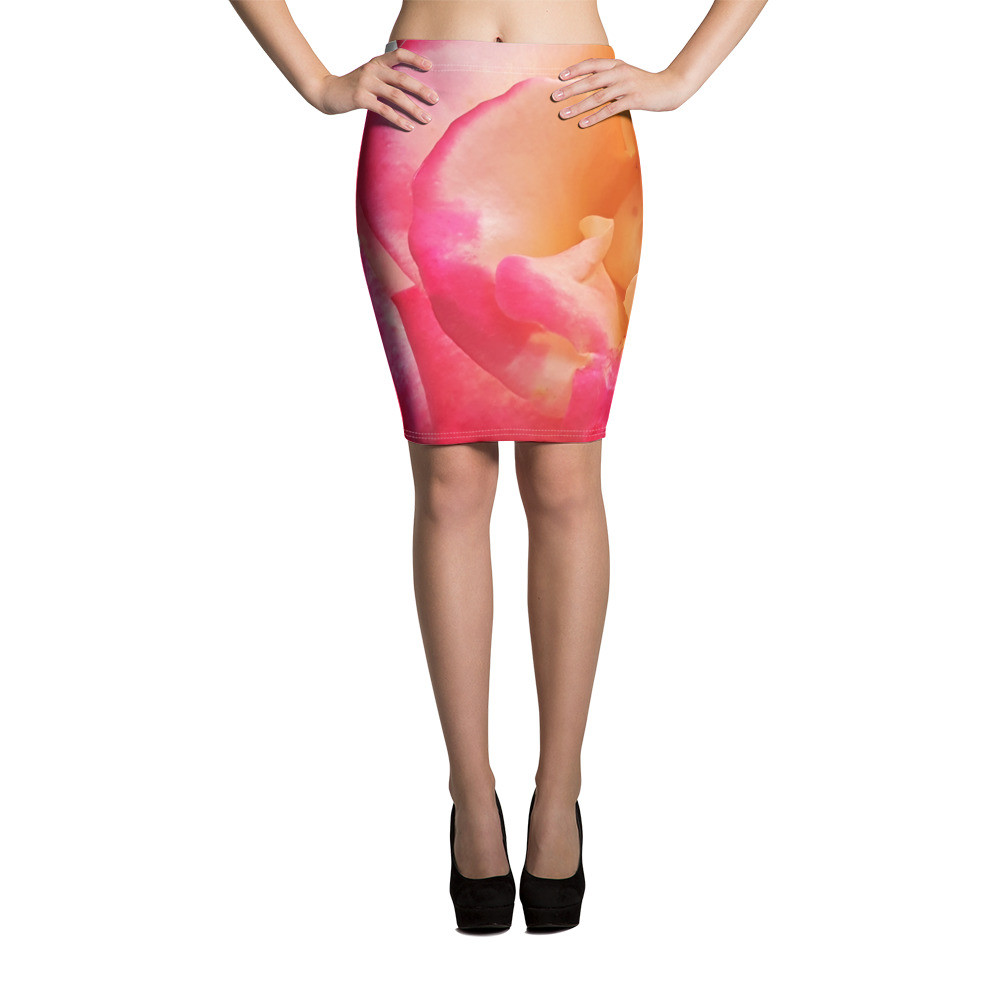 Pencil Skirt Big Rose