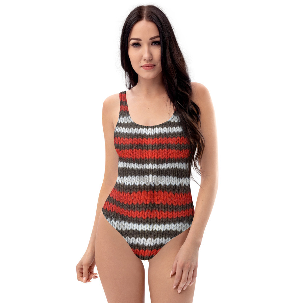 One-Piece Swimsuit Wool effect print