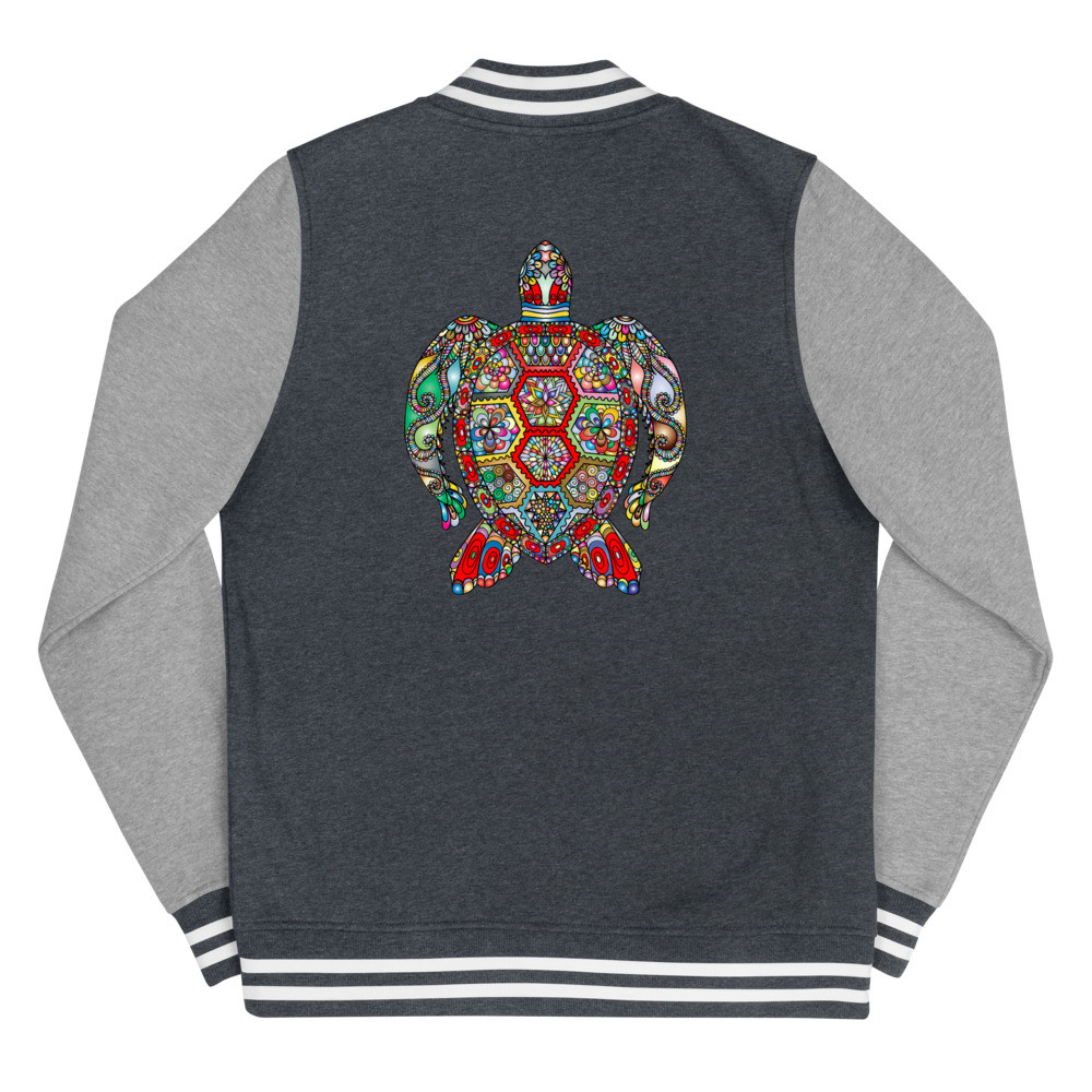 Women's Letterman Jacket colored turtle print