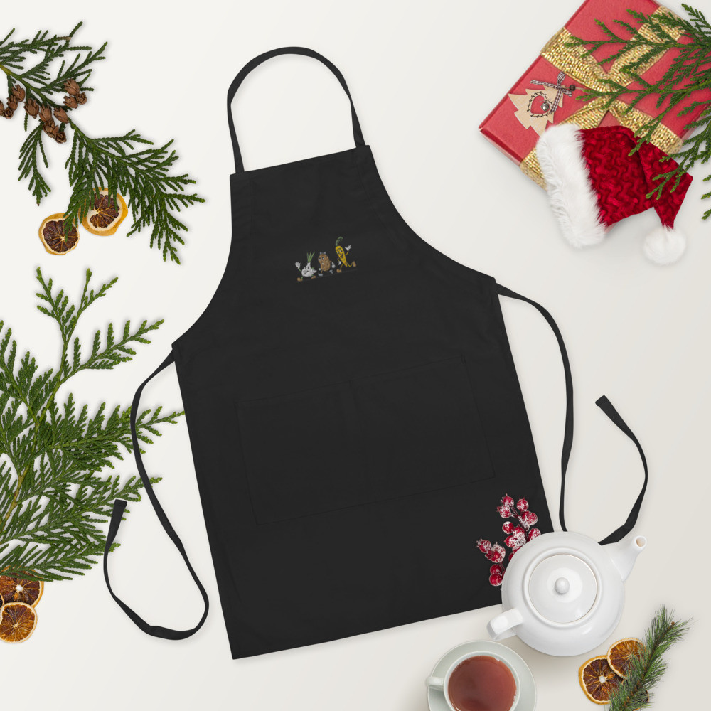 Embroidered Apron vegetables print