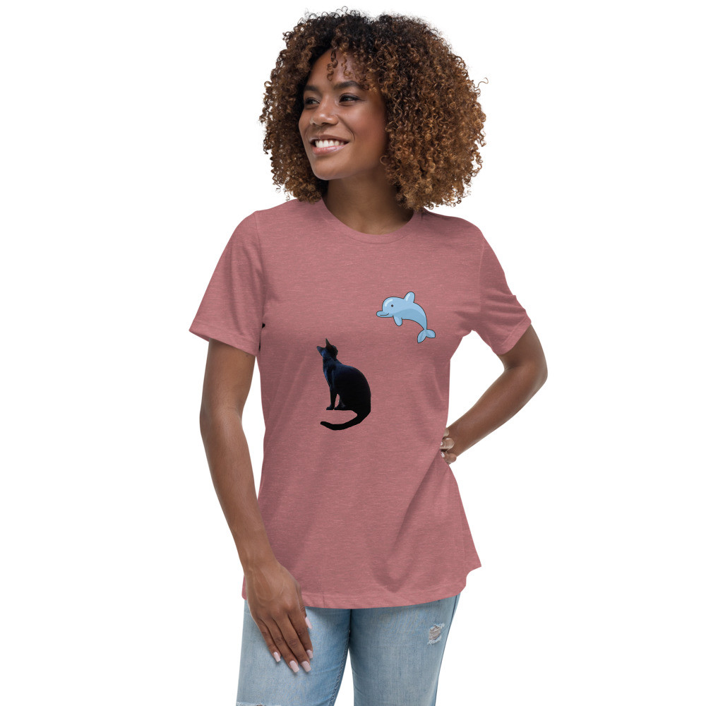 Women's Relaxed T-Shirt cat dolphin print