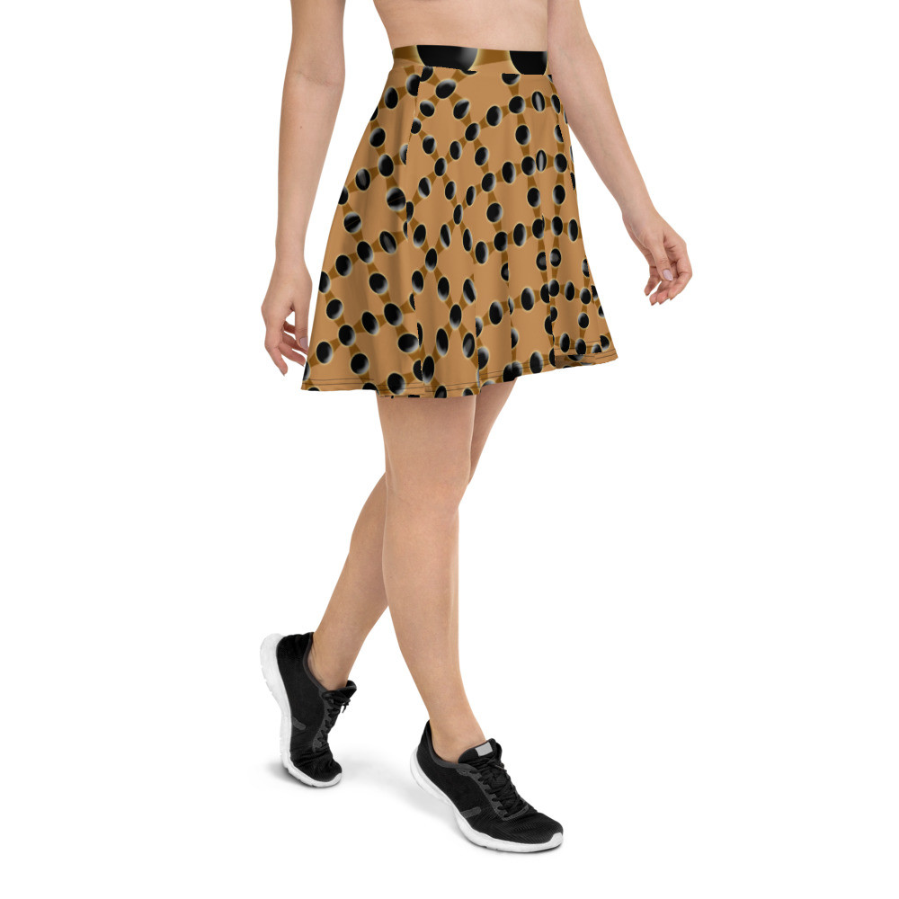 Skater Skirt black dots brown lining