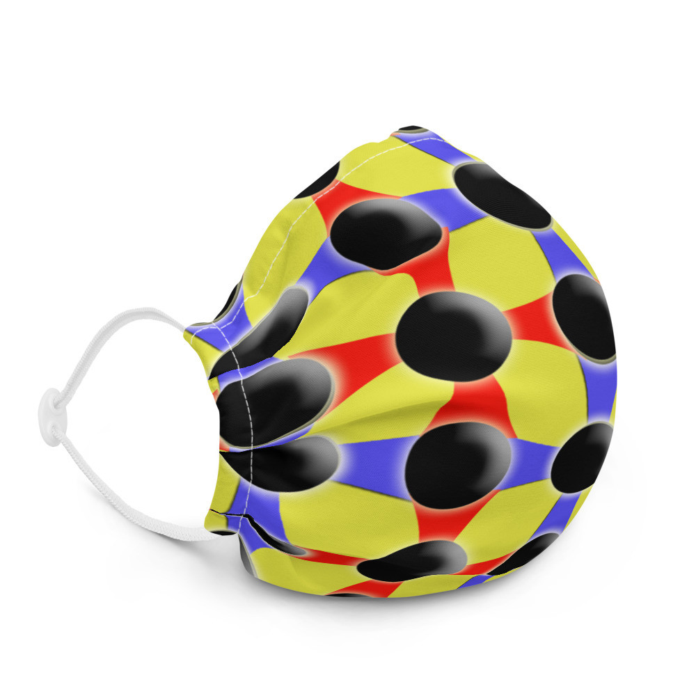 Premium face mask COLORED CROSSES BLACK DOTS